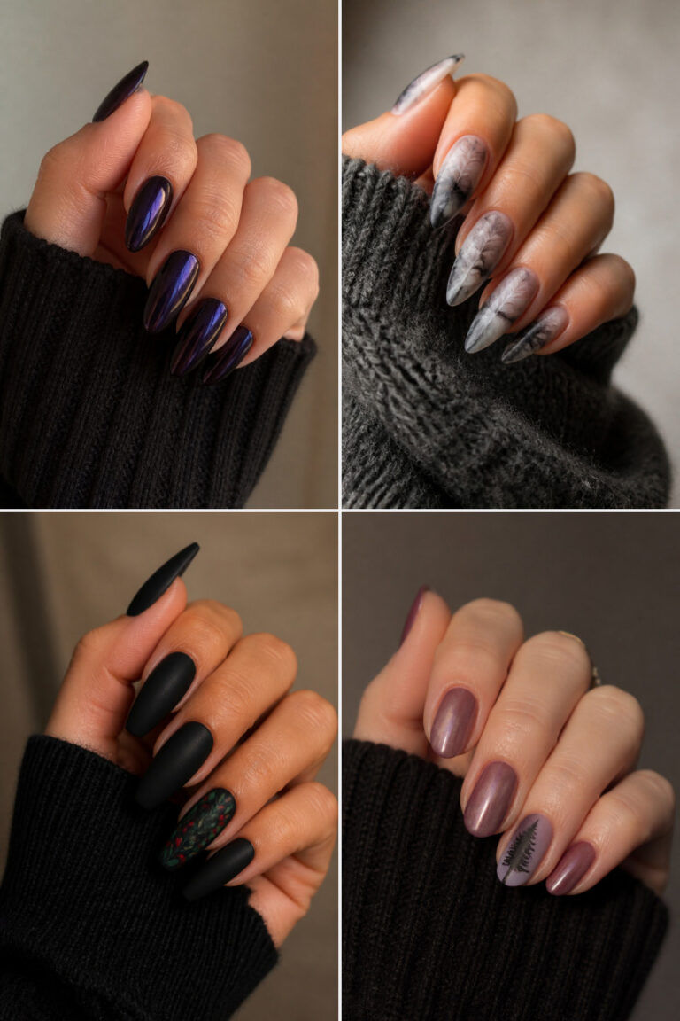 21 Dark Christmas Nail Designs for a Moody Vamp Romantic Holiday Look