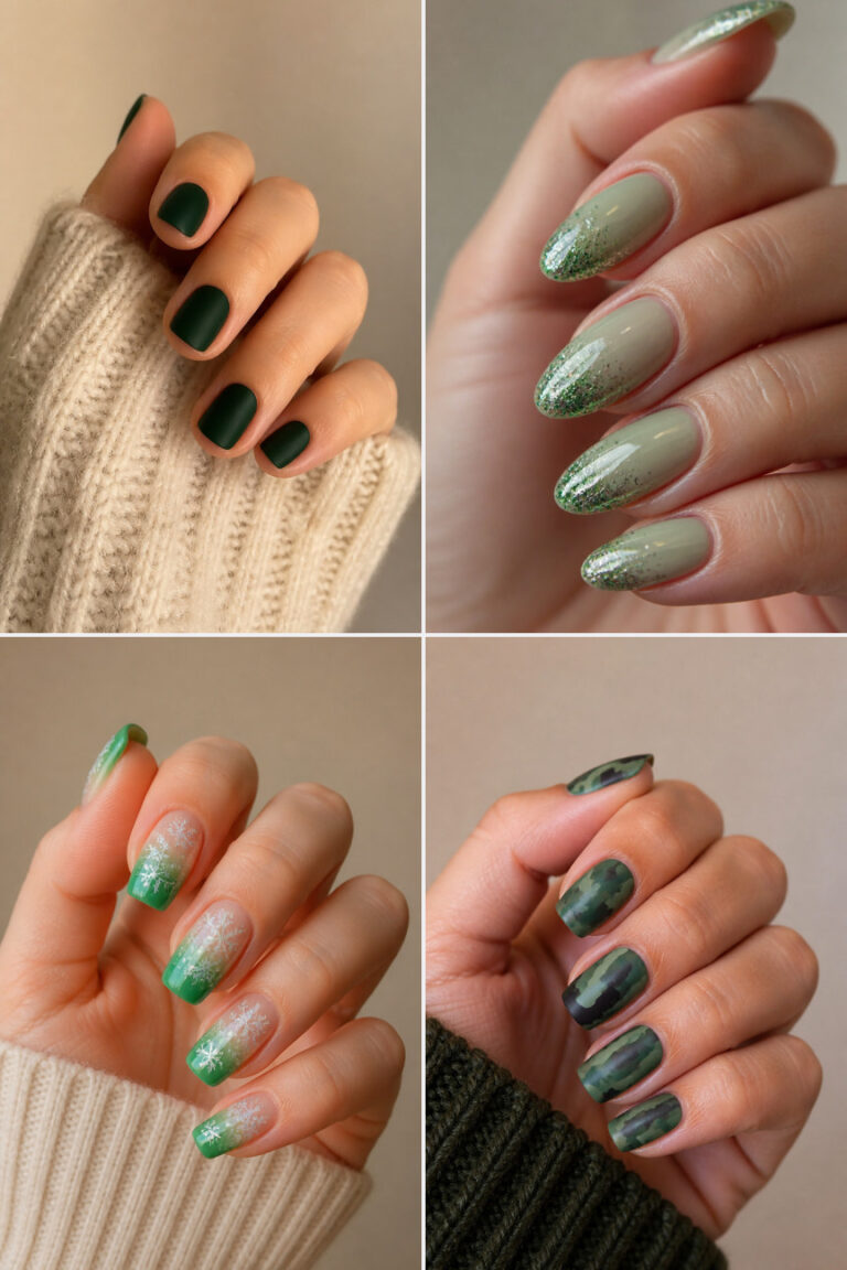 25 Green Christmas Nail Designs Inspired by Evergreen Trees and Holiday Magic