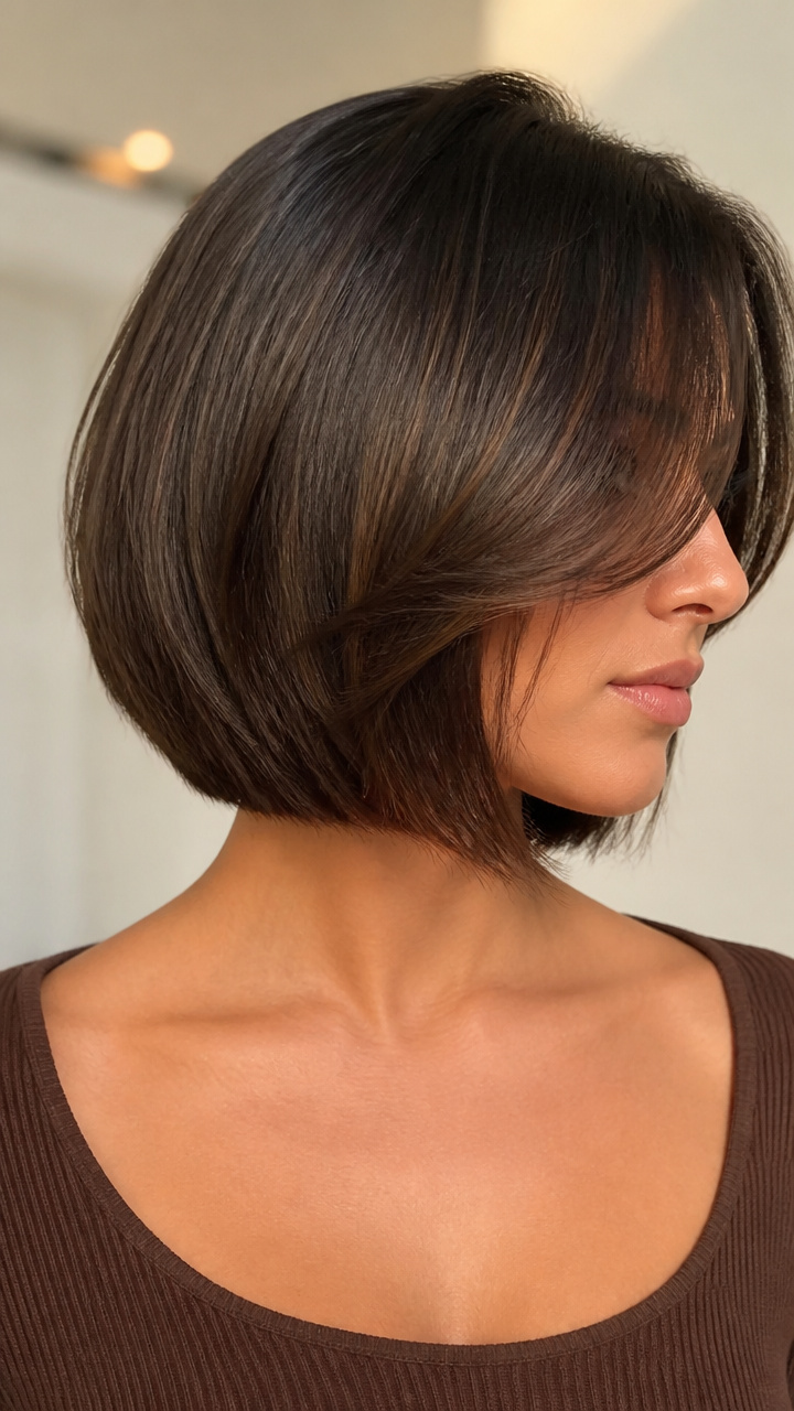 Angled Bob with Curtain Bangs