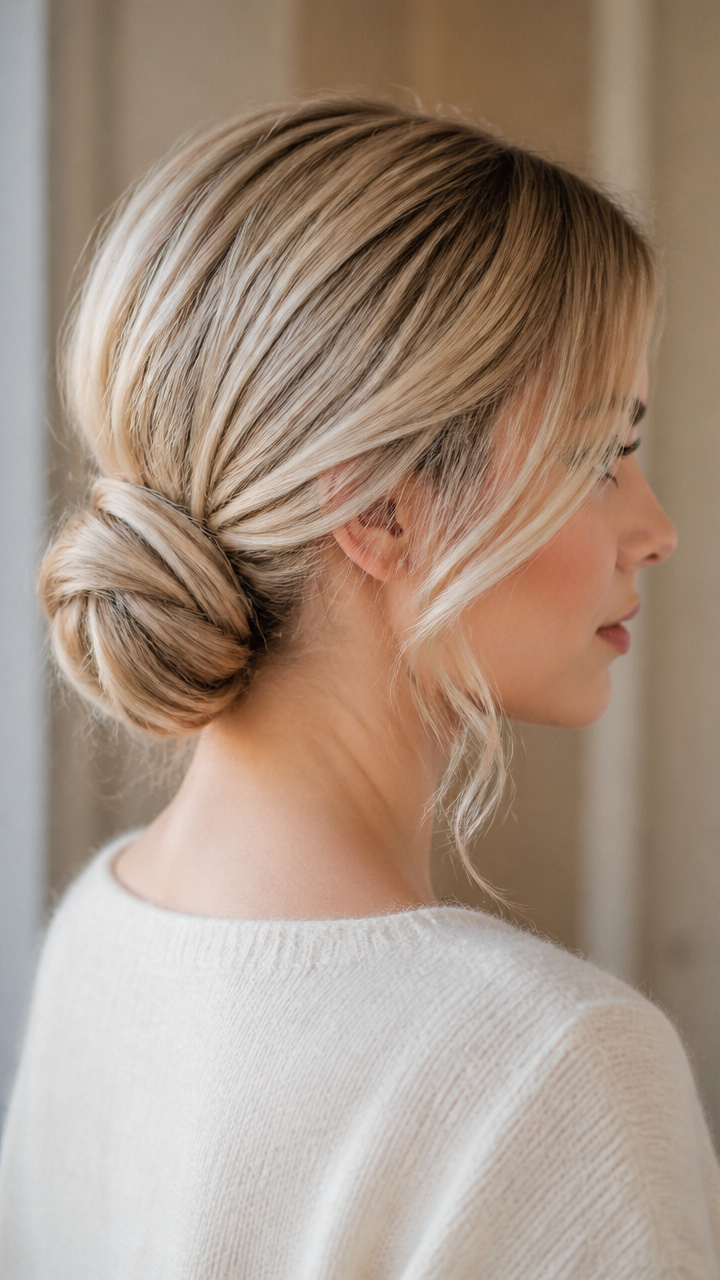 Ash Blonde Low Chignon