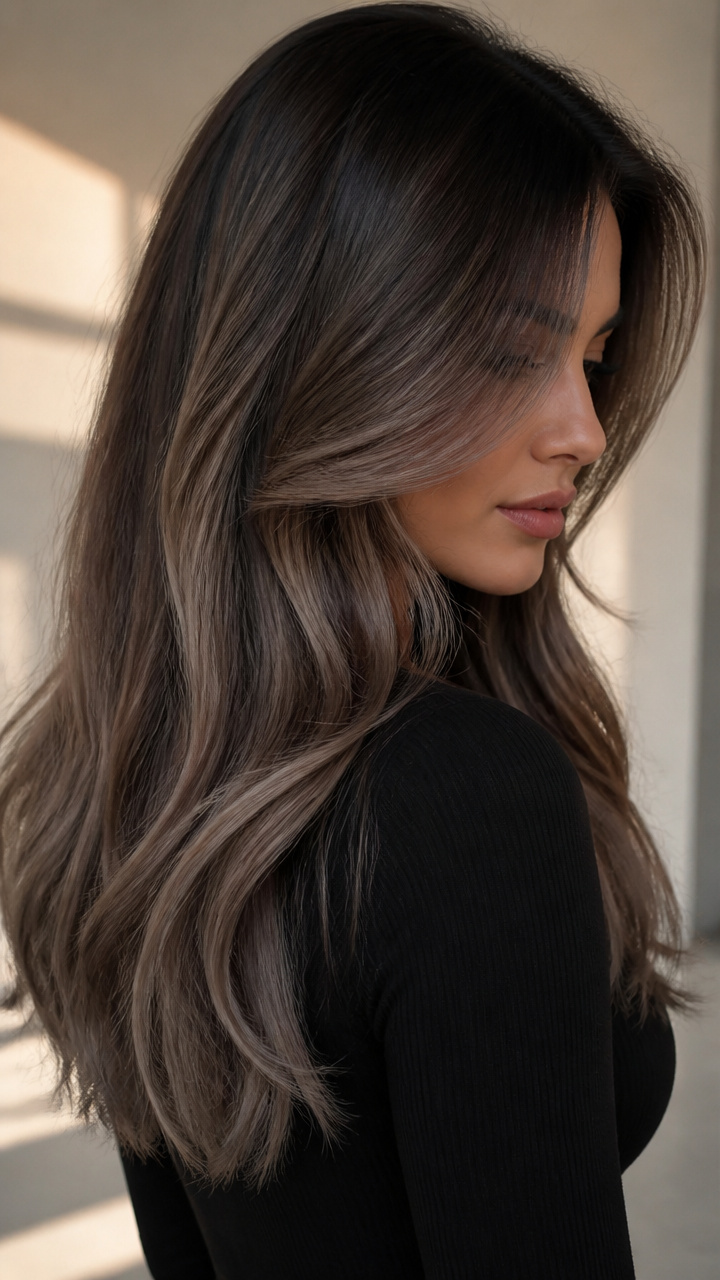 Ashen Balayage Curtain Layers