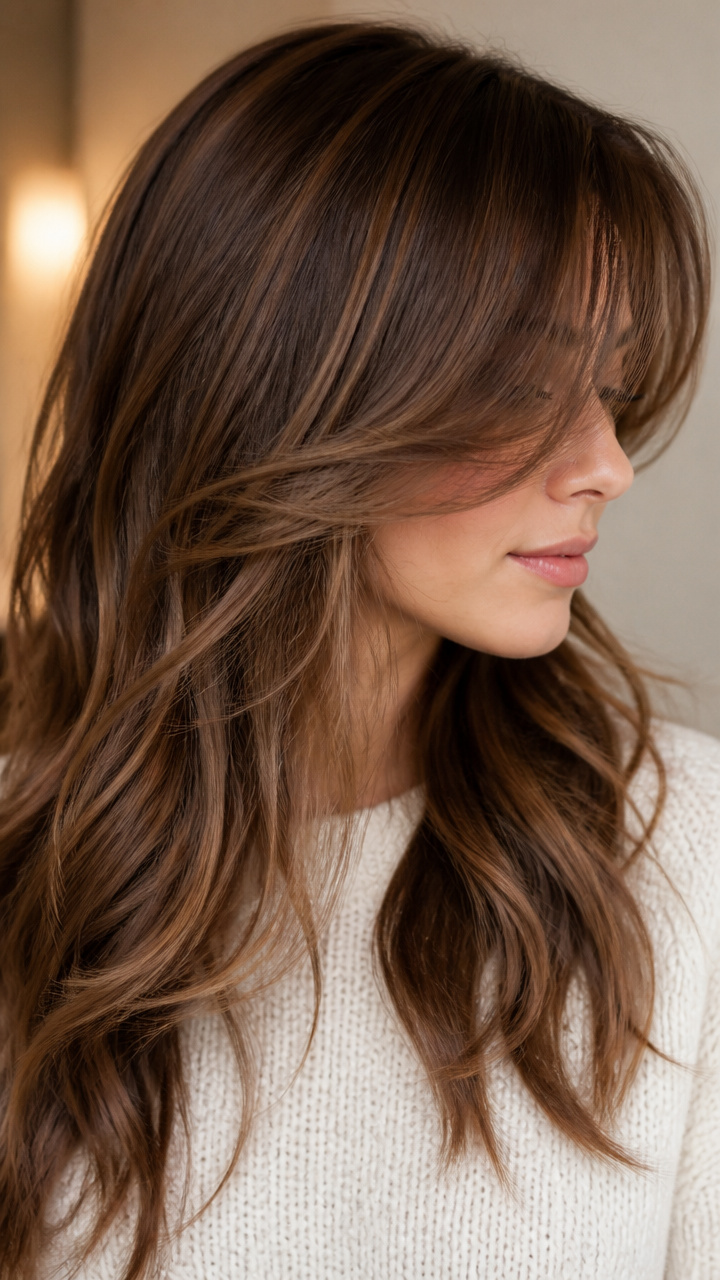 Asymmetrical Bangs With Flowing Length