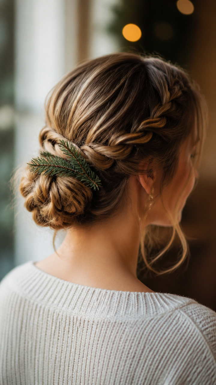 Braided Chignon with Pine Sprig