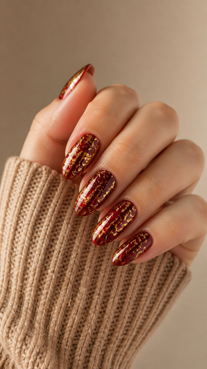 Crimson Foil Swirls