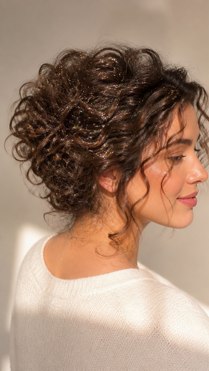 Curly Halo with Sparkle Spray