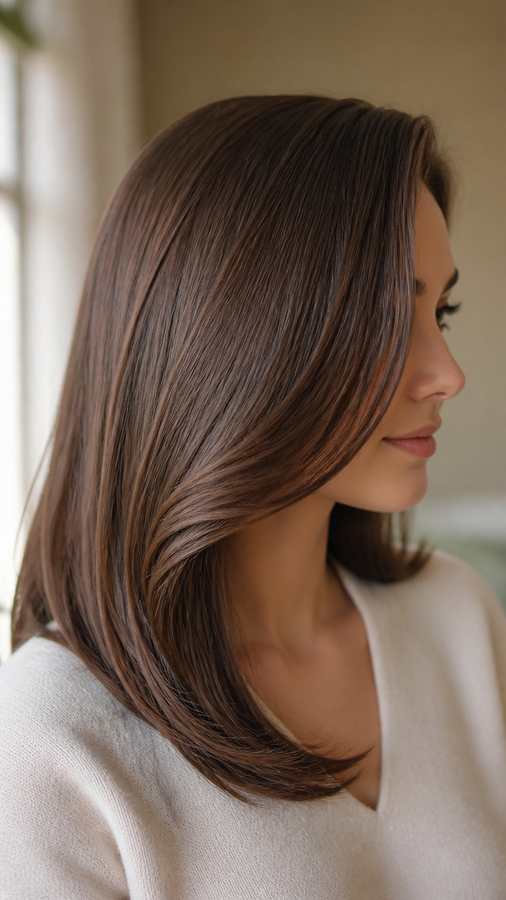 Deep Side Part with Smooth Drape