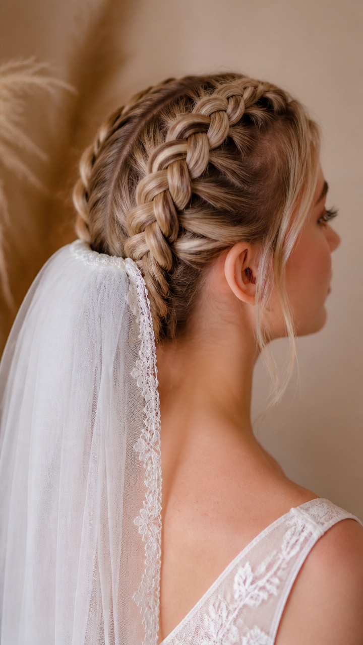 Double Dutch Braids with Sheer Veil