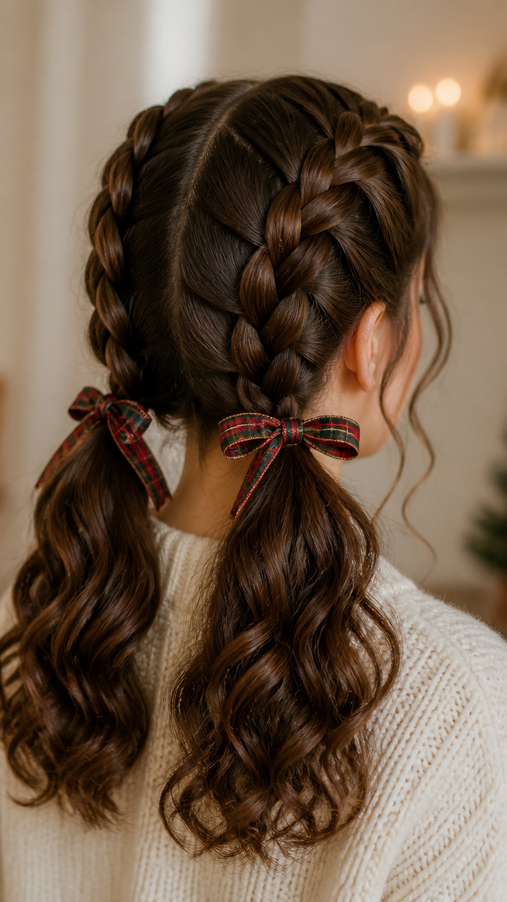 Double Dutch Pigtails with Ribbons