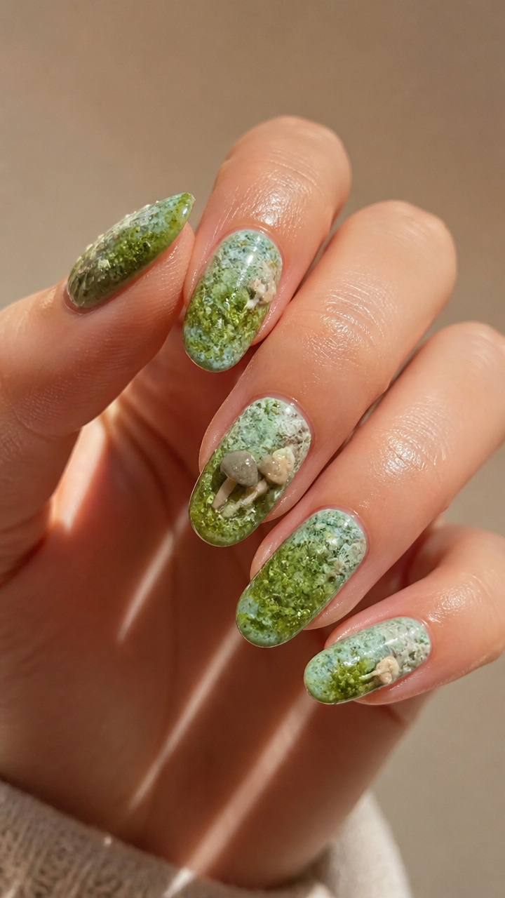 Enchanted Moss Garden Nails