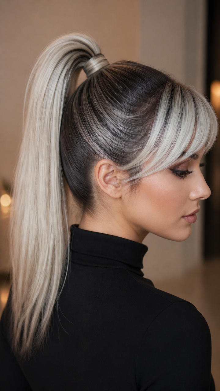 Frosted Bangs with Sleek Pony