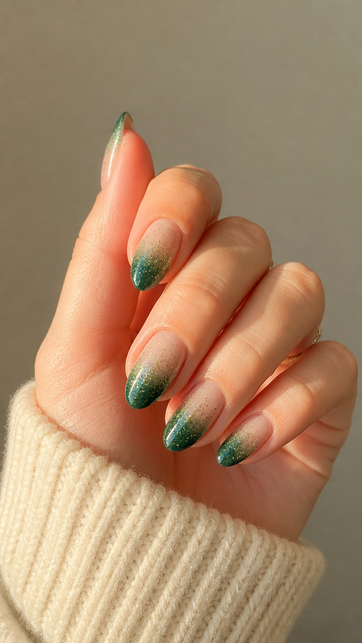 Glitter Gradient Pine Nails