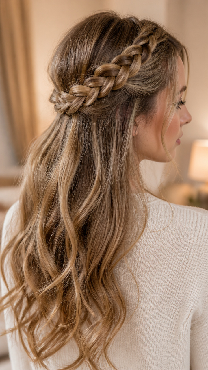 Half-Up Crown Braid