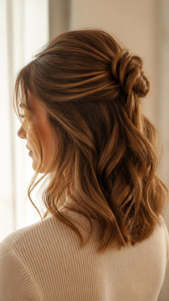 Half-Up Knot with Volume at Crown