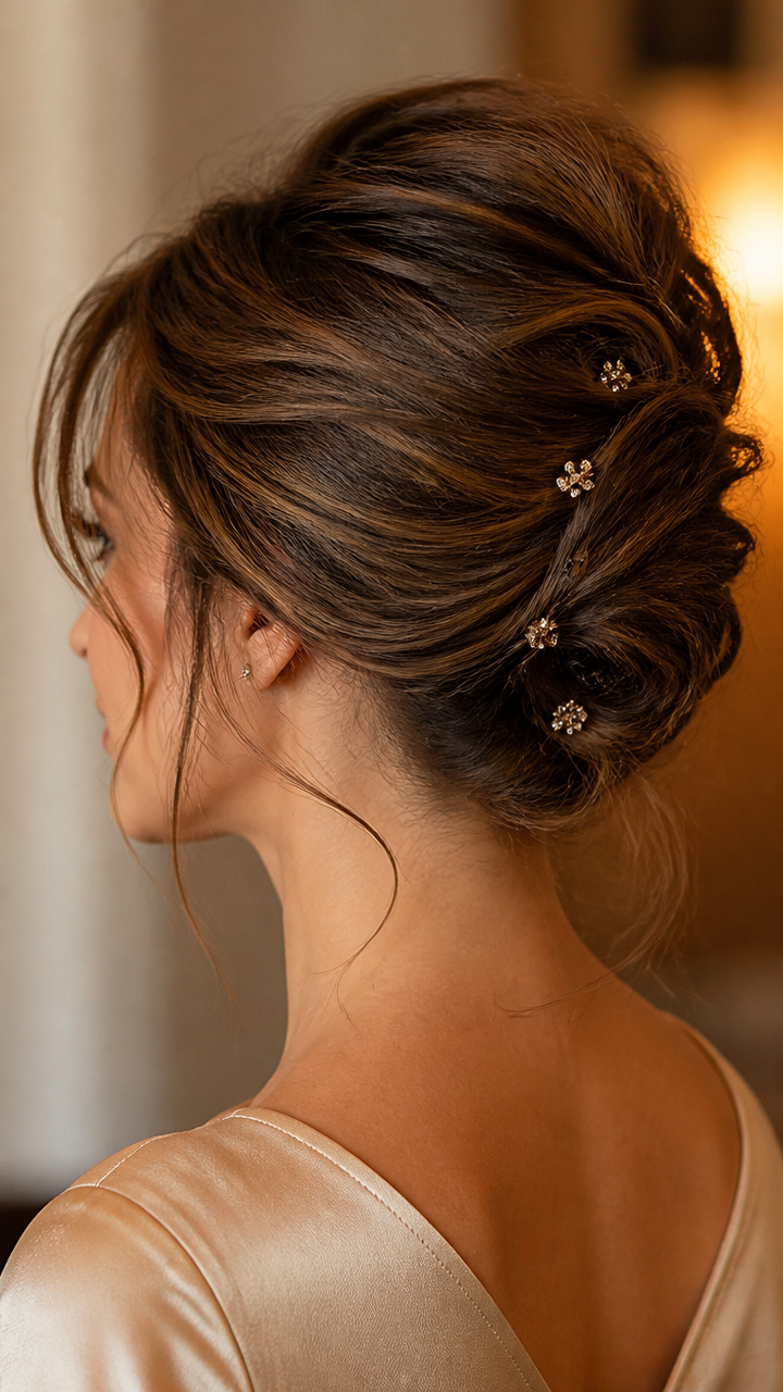 Loose French Twist with Glimmer Pins