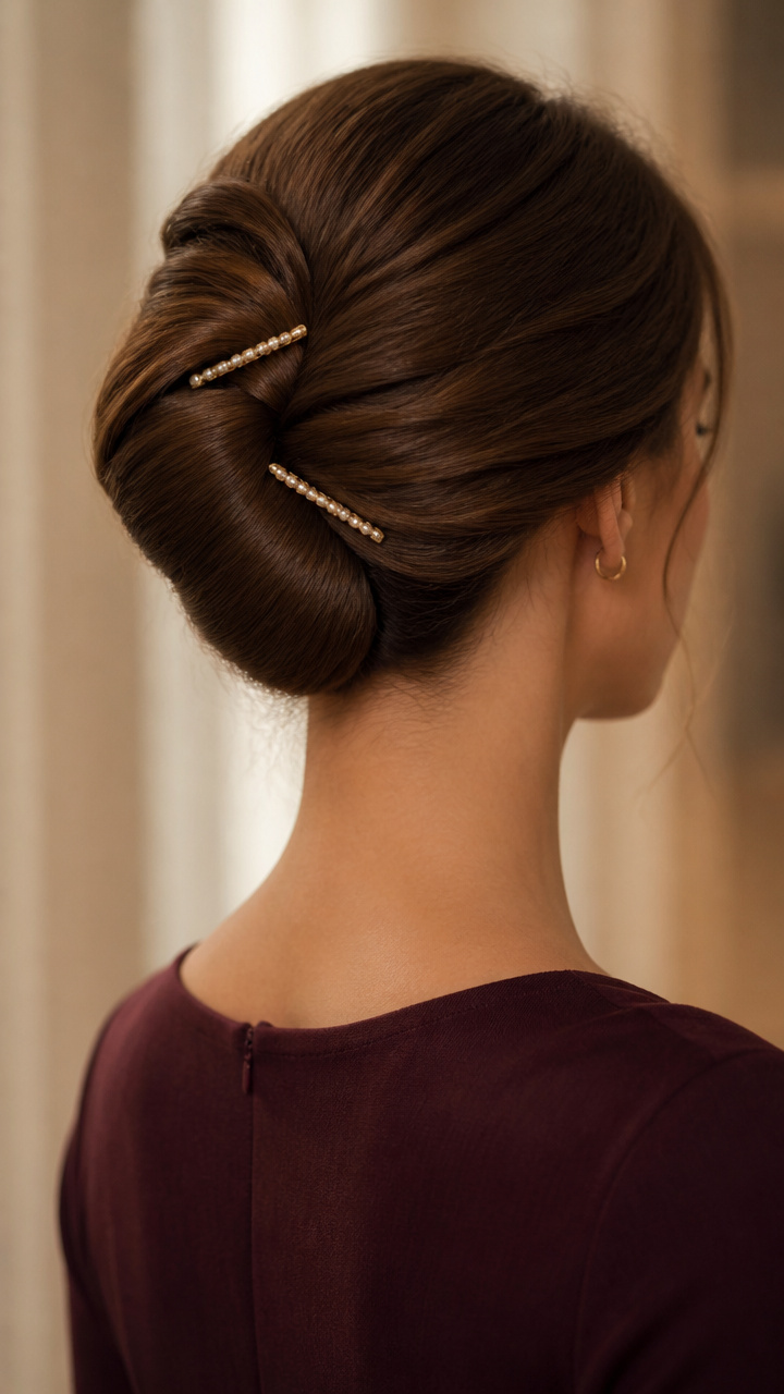Low French Twist with Snaps