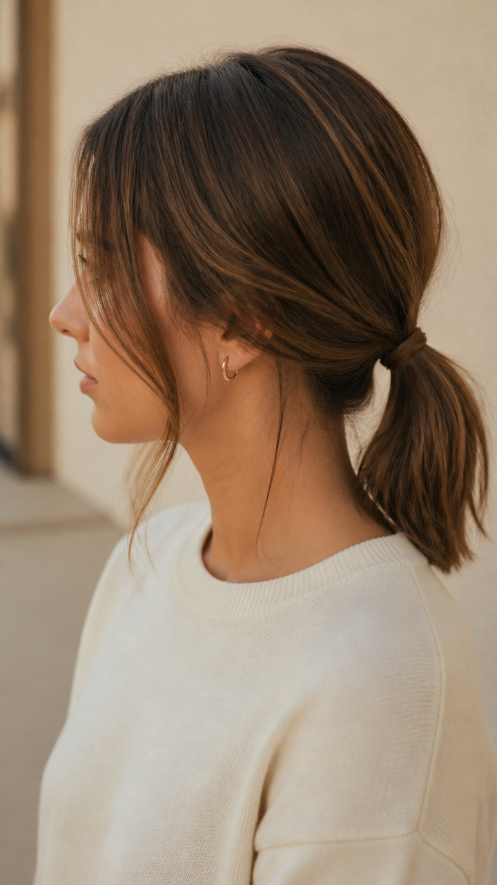 Low Ponytail with Face-Brushing Strands