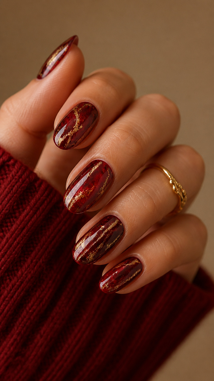 Marbleized Ruby and Gold