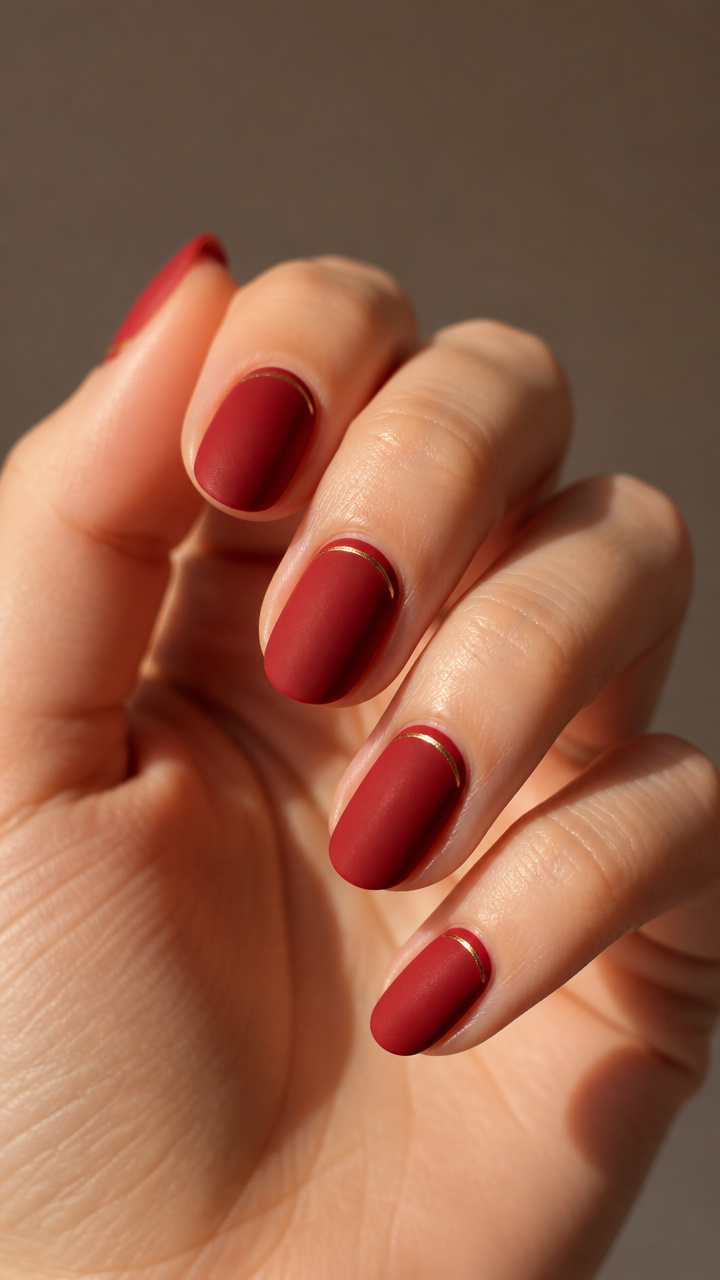 Matte Cherry Base with Gold Smile Line
