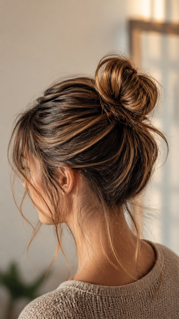 Messy Top Knot with Loose Pieces