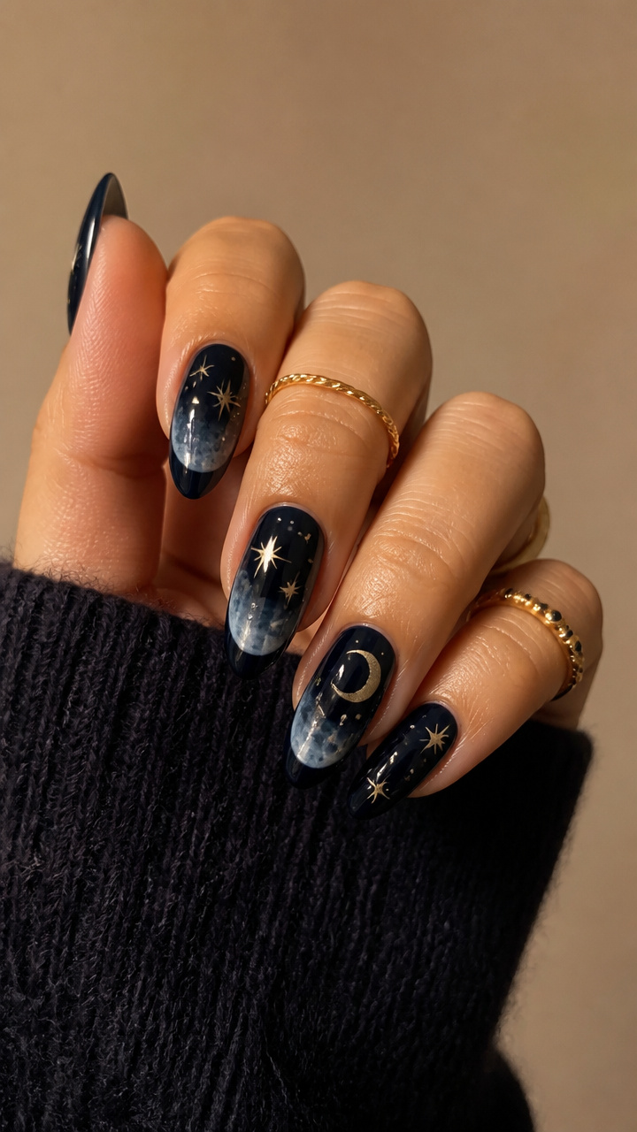 Midwinter Moonlit Nails