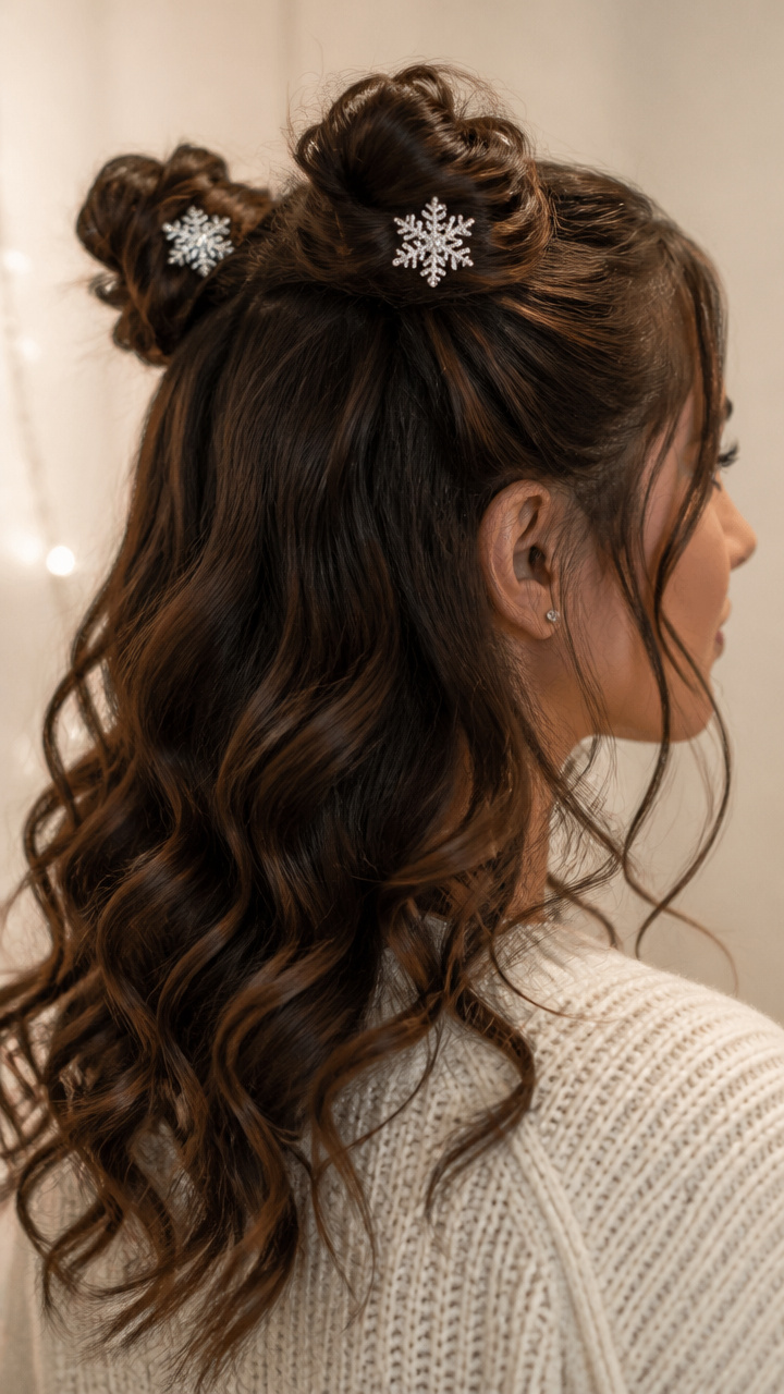 Mini Buns with Snowflake Clips