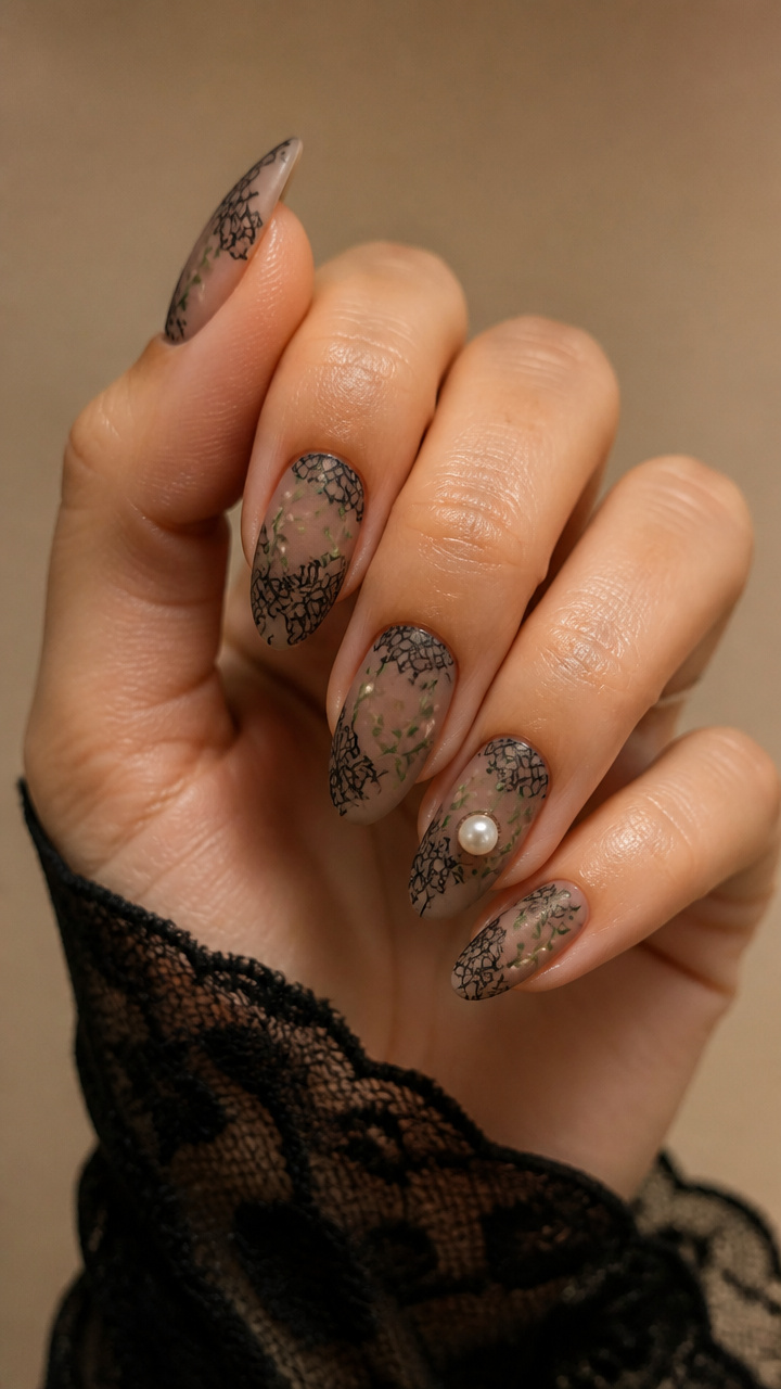 Mistletoe Lace with Pearl Drops
