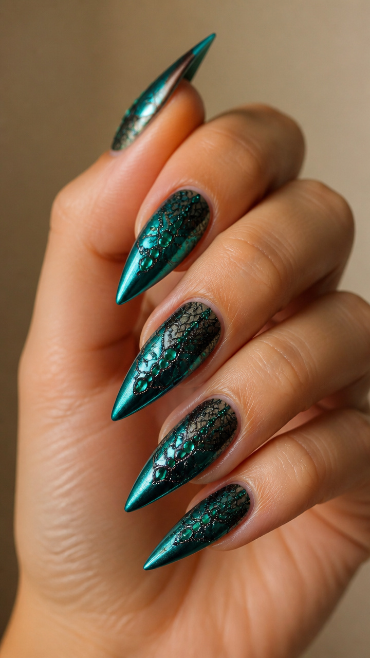 Peacock Lace with Emerald Accents