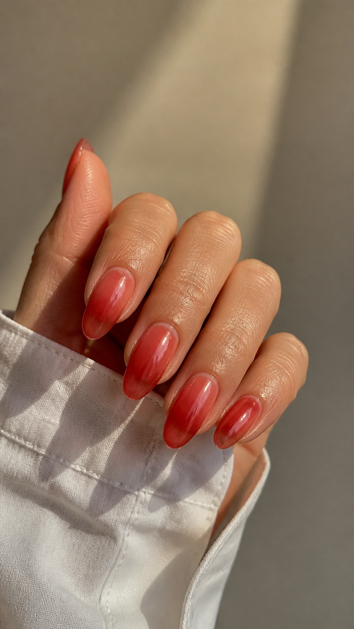 Red-Tinted Glass Nails