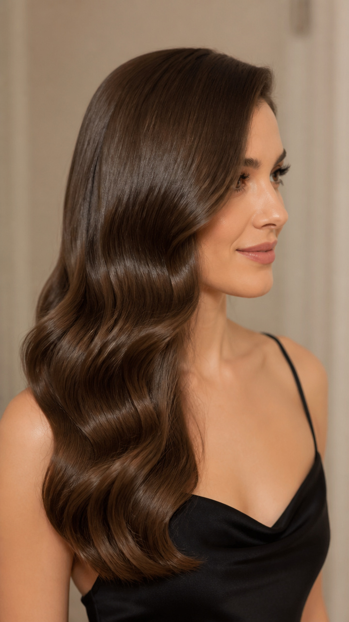 Side-Parted Sleek Waves