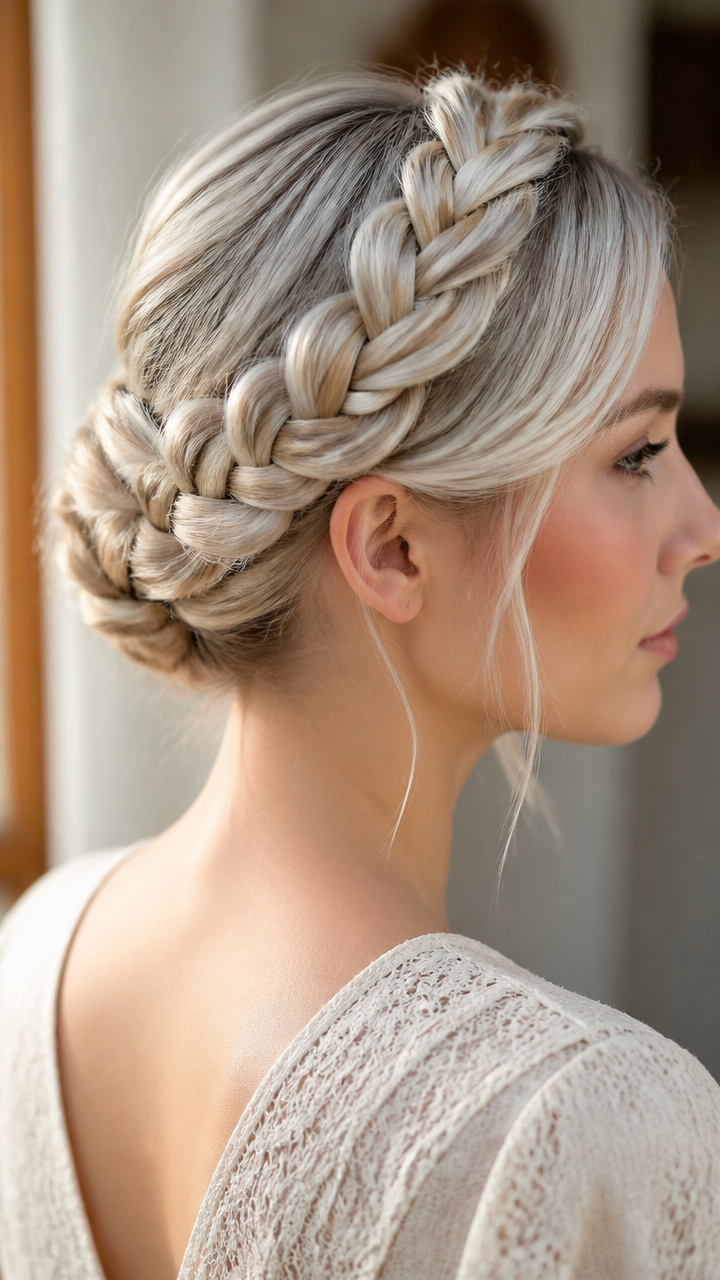 Silver-Blonde Braided Crown