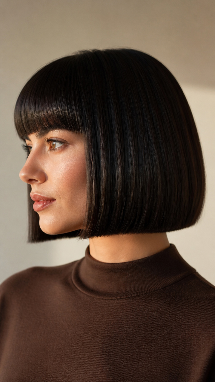 Sleek Blunt Bob with Bangs