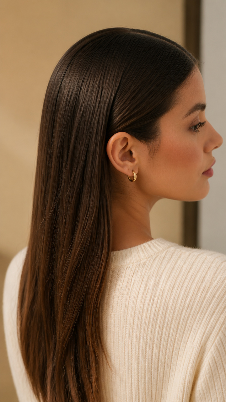 Sleek Middle Part with Hidden Pins