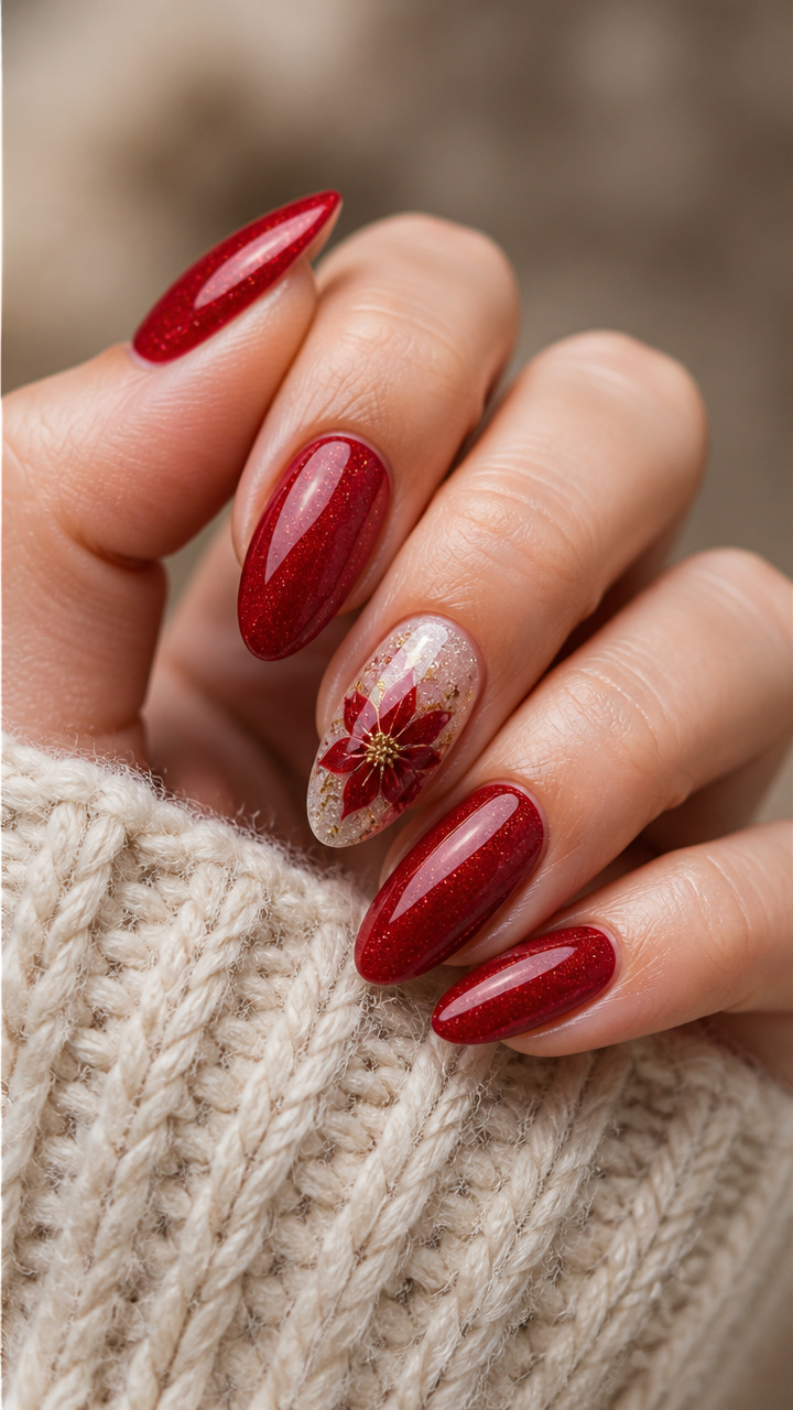 Snow-Dusted Poinsettias