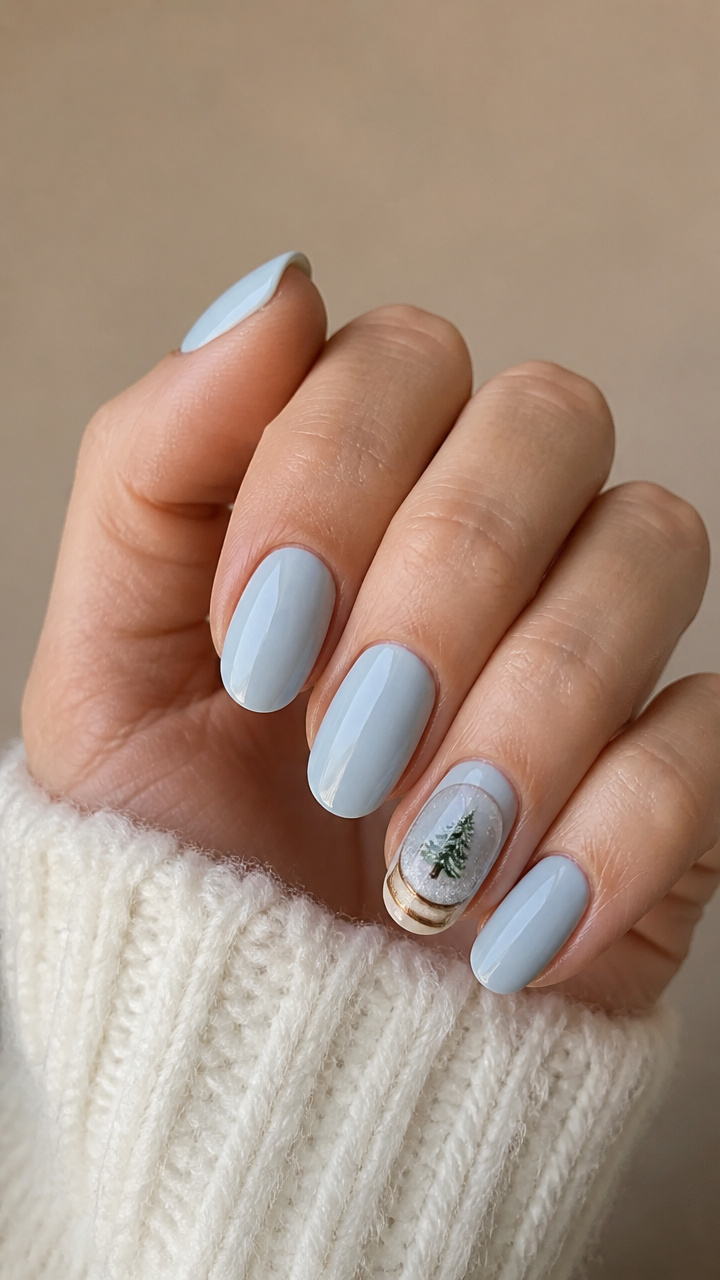 Snow Globe Accent Nail