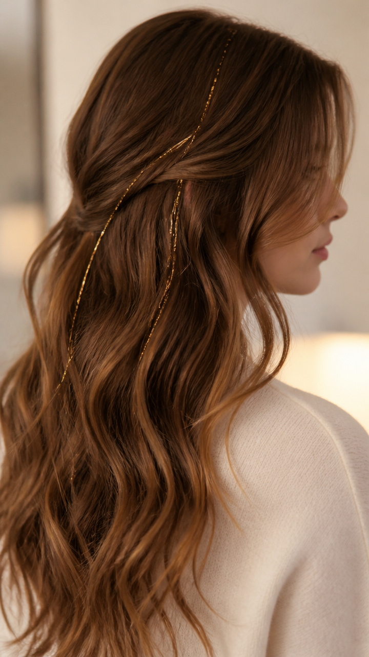 Soft Waves with Gold Thread Weaving