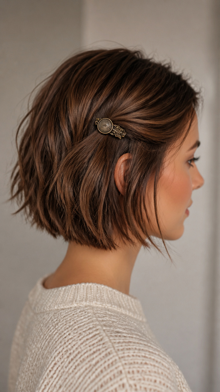 Textured Bob with Side Clip