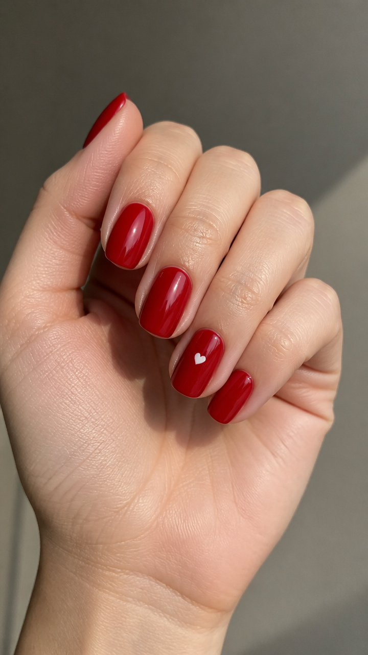 Tiny Heart Accent on Glossy Red