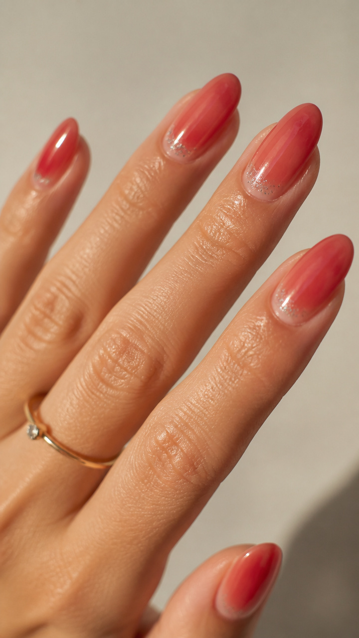 Translucent Red Wash with Silver Flecks