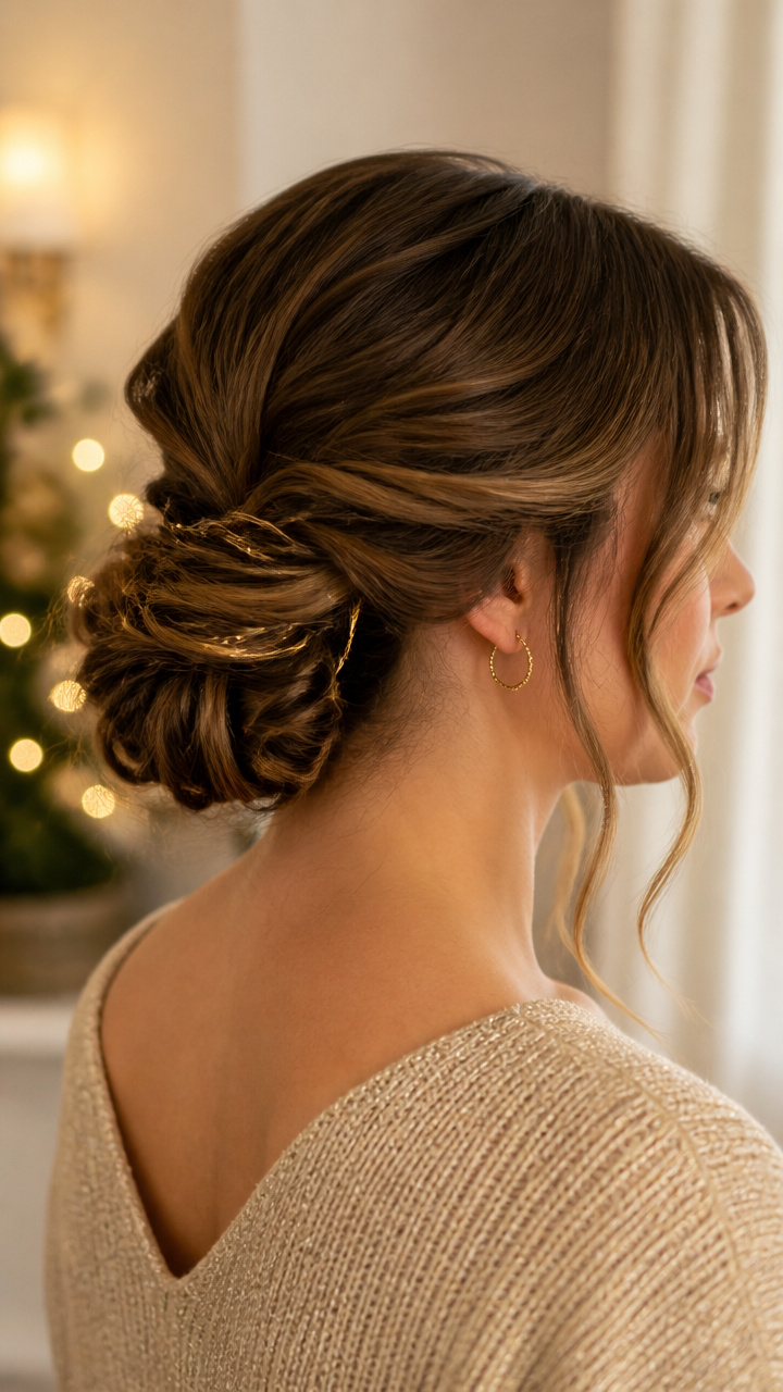 Twisted Bun with Gold Wire