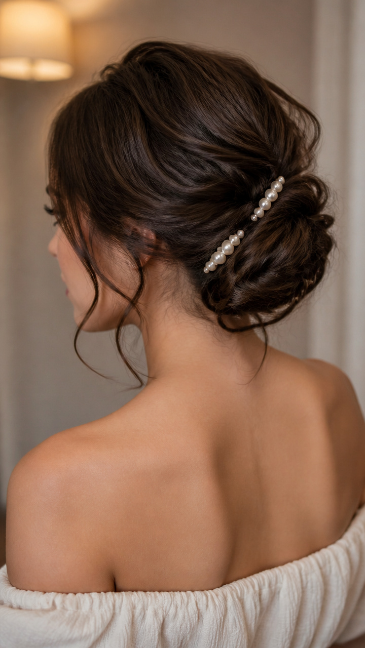 Twisted Chignon with Pearl Clips