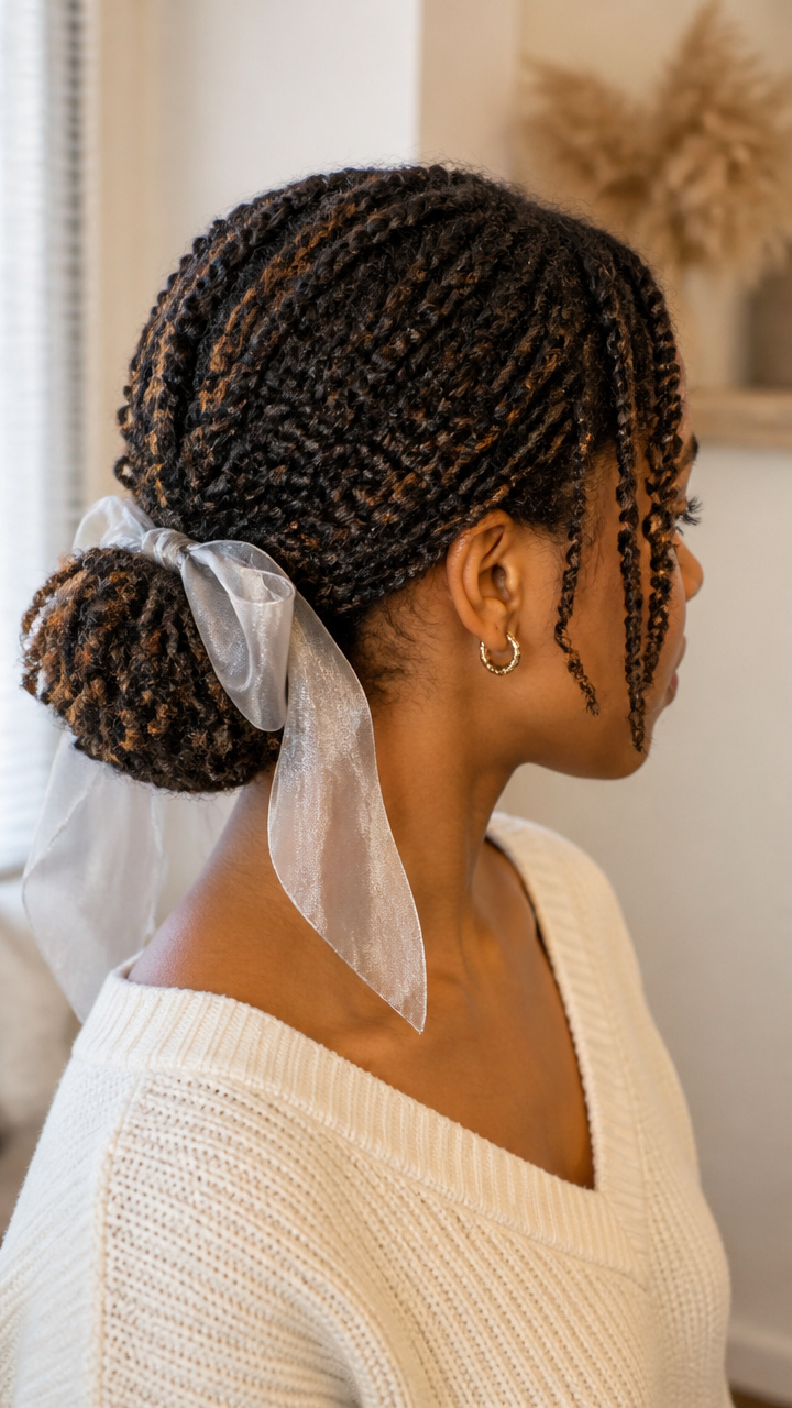 Twisted Low Puff with Scarf