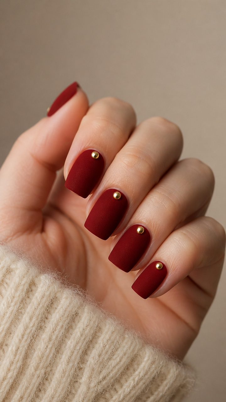 Velvet Red with Gold Studs