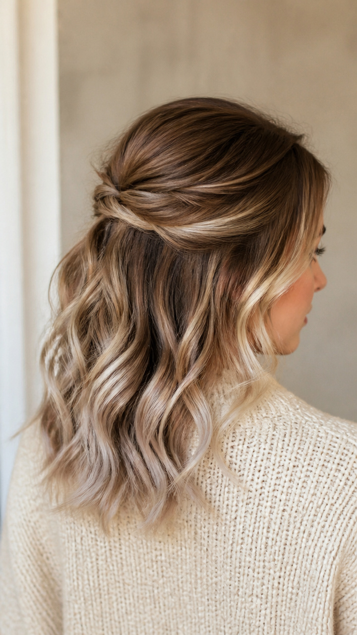 Wavy Half-Up with Iced Tips