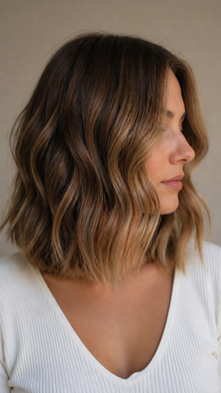 Wavy Lob with Middle Part
