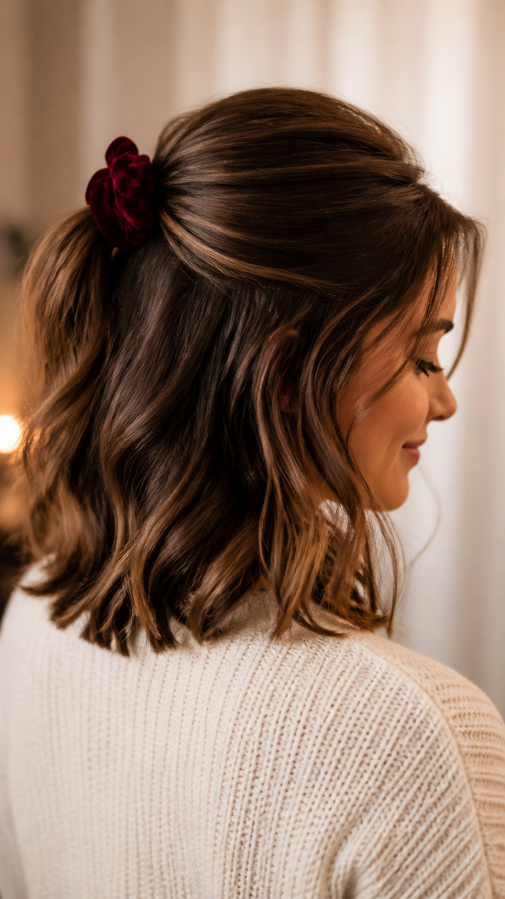 Wavy Lob with Scrunchie Accent