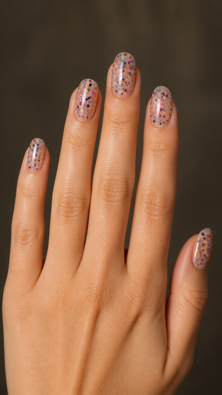 Clear Glaze with Floating Confetti Flecks