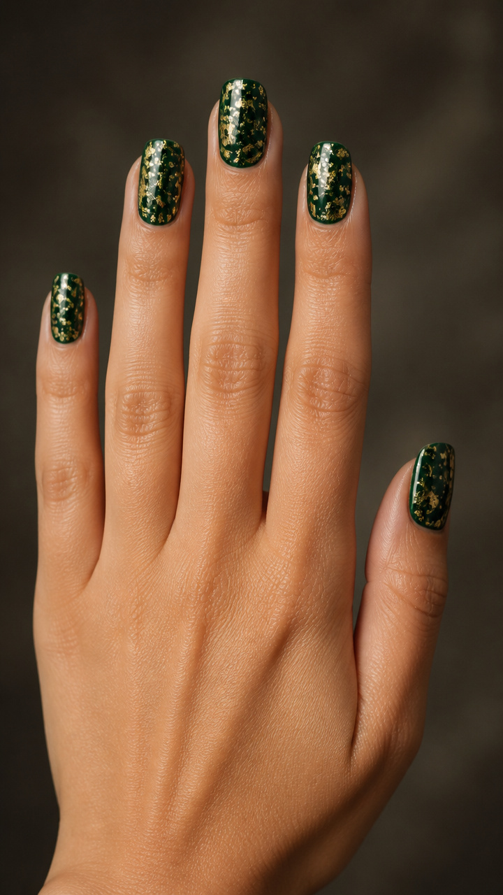 Deep Emerald with Gold Leaf Flecks