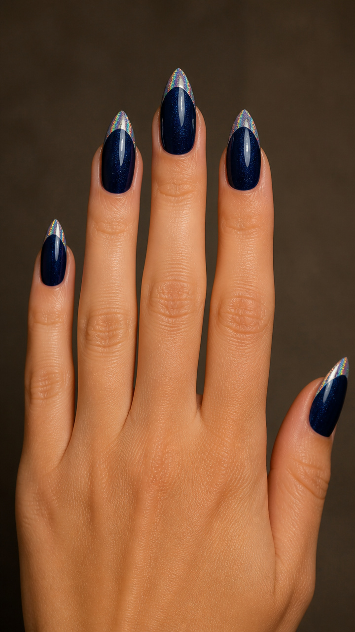 Midnight Blue Holographic Tips