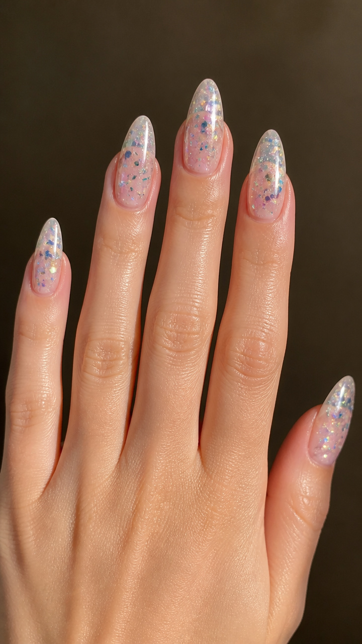Icy Clear Tips with Floating Confetti
