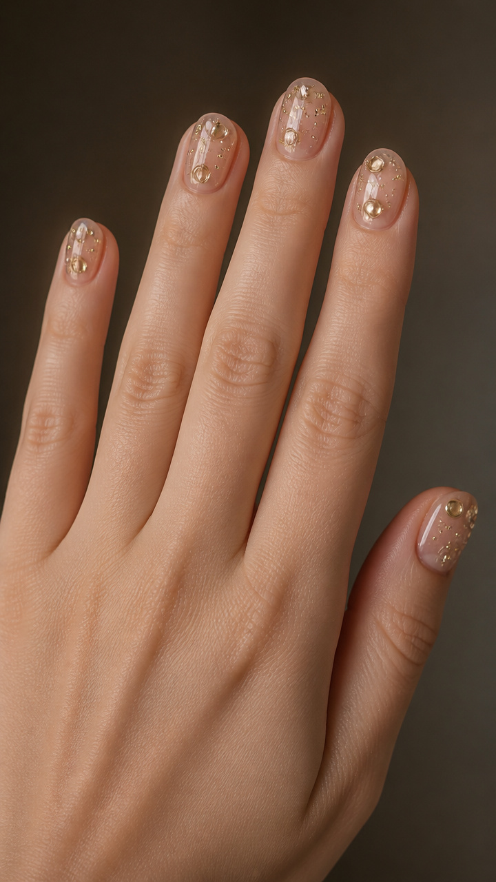 Clear Tips with Floating Gold Bubbles